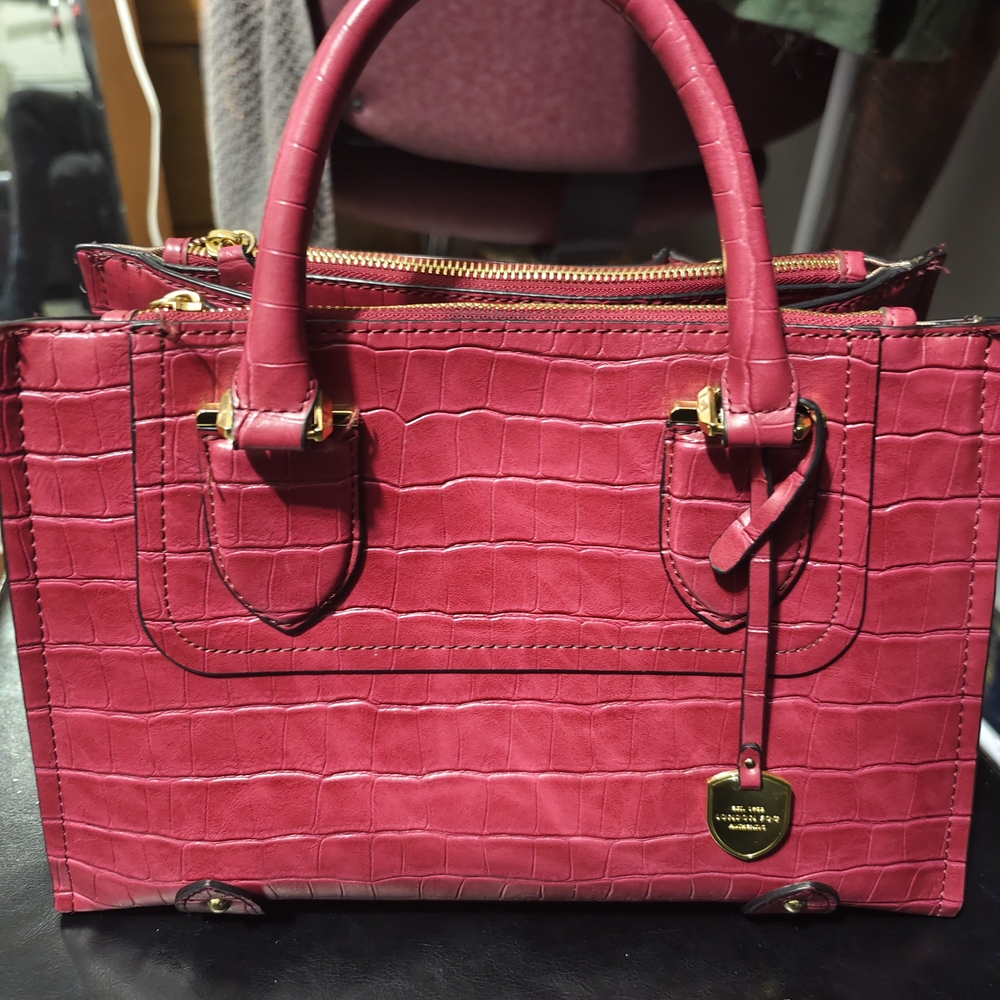Londog Fog Pink Crocodile Embossed Handbag